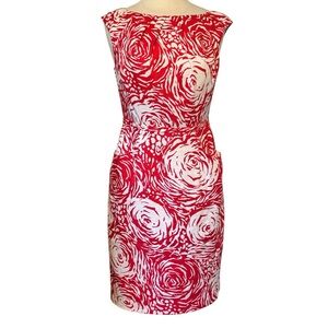 Andre Oliver Sleeveless Red and White Linen Cotton Blend Midi Dress